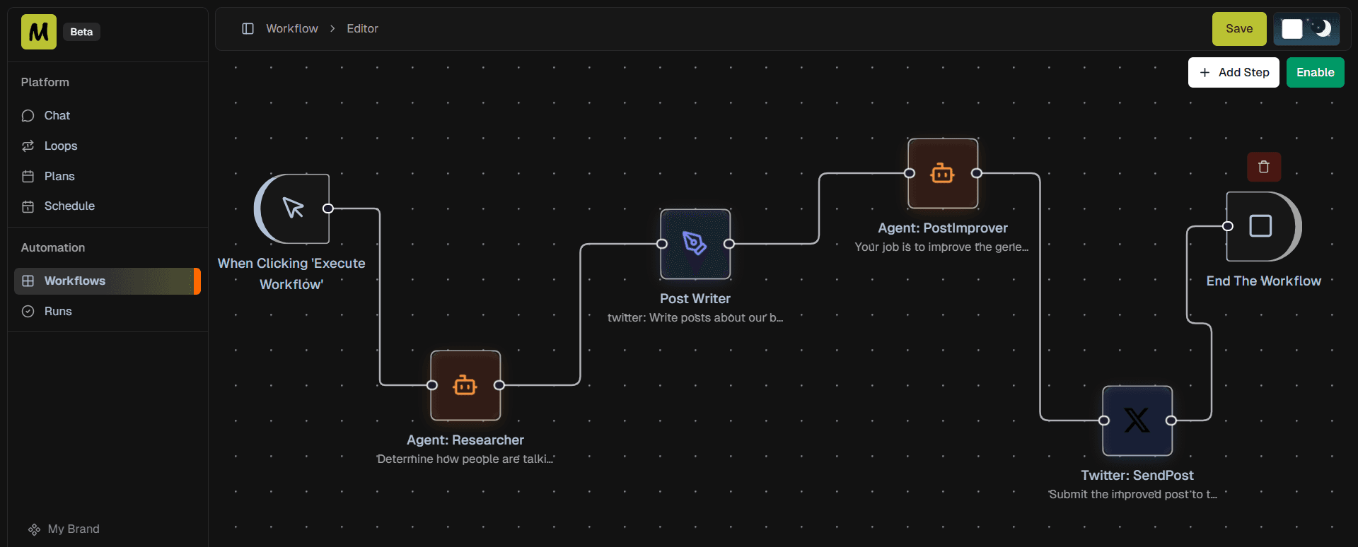Workflow builder interface
